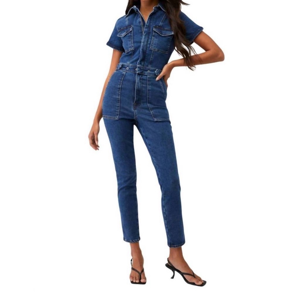 NEW GOOD AMERICAN fit for success jumpsuit in Indigo Size XS